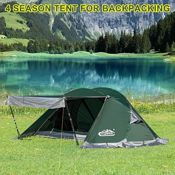 1 Person Backpacking Tent, Waterproof 4 Seasons Tent, Ultralight Cold Weather Tent Easy Setup for Winter Hiking, Camping, Hunting