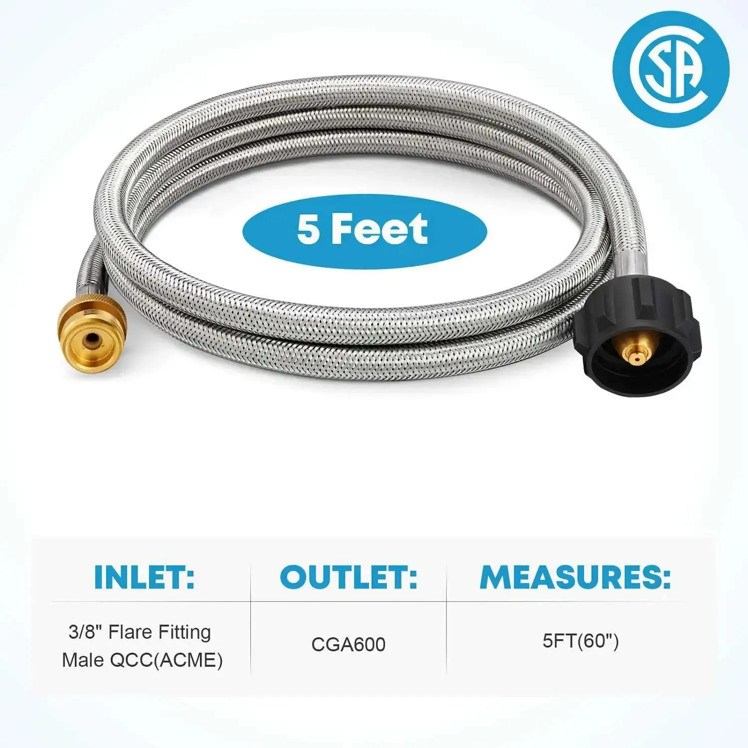 5 ft Propane Adapter Hose 1 lb to 20 lb