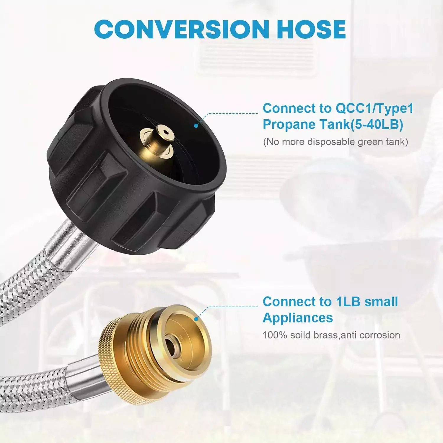 5 ft Propane Adapter Hose 1 lb to 20 lb