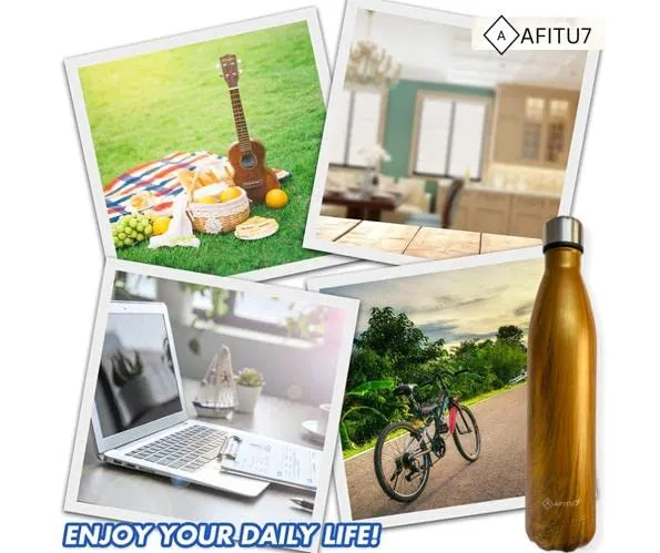 Afitu7 Stainless Steel Insulated Water Bottle for Men, Women & Kids | Thermosteel Double Walled Vacuum Flask | Hot and Cold Steel Water Bottle | Use in Home, Office, Gym & Travelling (Combo, Pack of 2)