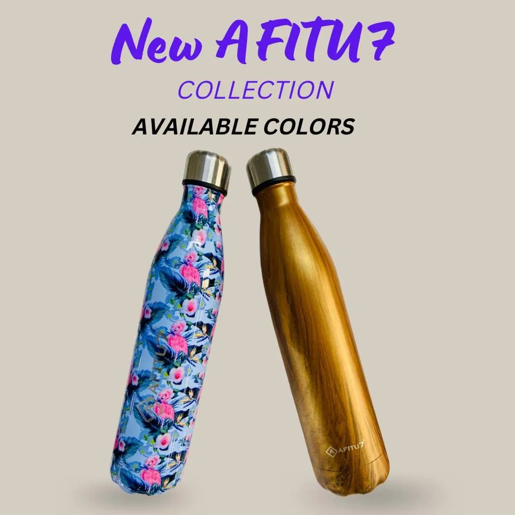 Afitu7 Stainless Steel Insulated Water Bottle for Men, Women & Kids | Thermosteel Double Walled Vacuum Flask | Hot and Cold Steel Water Bottle | Use in Home, Office, Gym & Travelling (Combo, Pack of 2)