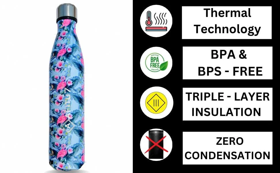 Afitu7 Stainless Steel Insulated Water Bottle for Men, Women & Kids | Thermosteel Double Walled Vacuum Flask | Hot and Cold Steel Water Bottle | Use in Home, Office, Gym & Travelling (Combo, Pack of 2)