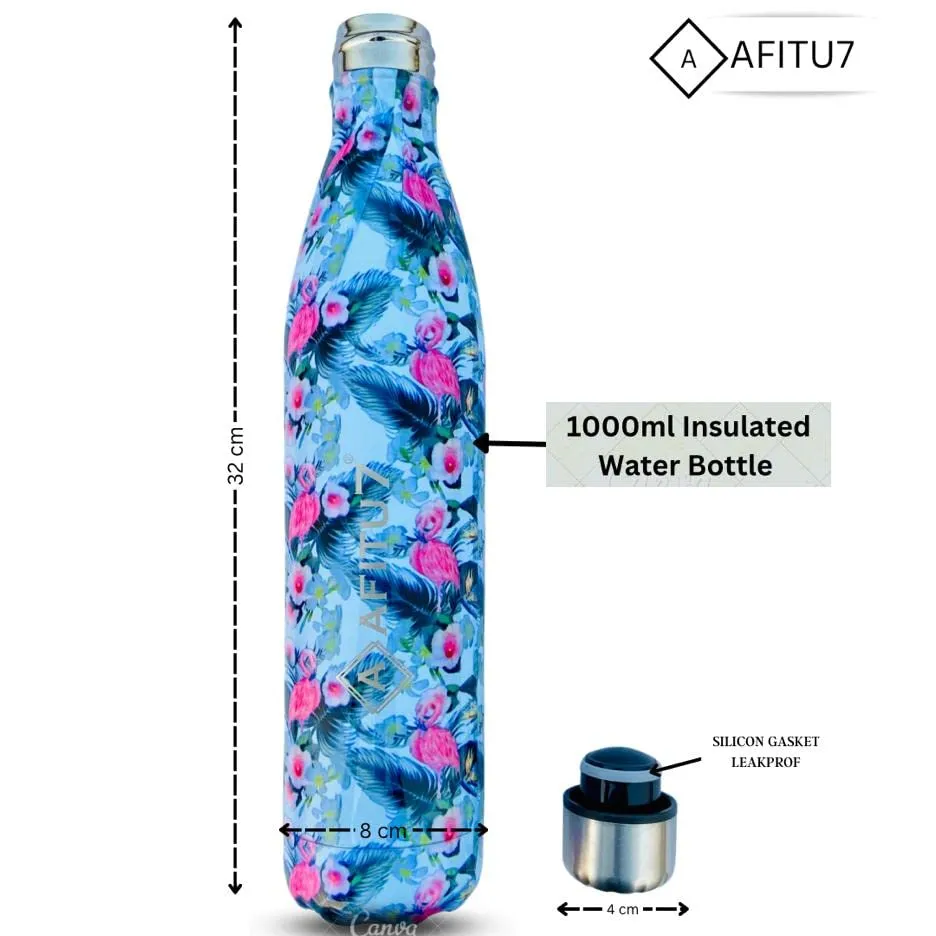 Afitu7 Stainless Steel Insulated Water Bottle for Men, Women & Kids | Thermosteel Double Walled Vacuum Flask | Hot and Cold Steel Water Bottle | Use in Home, Office, Gym & Travelling (Combo, Pack of 2)