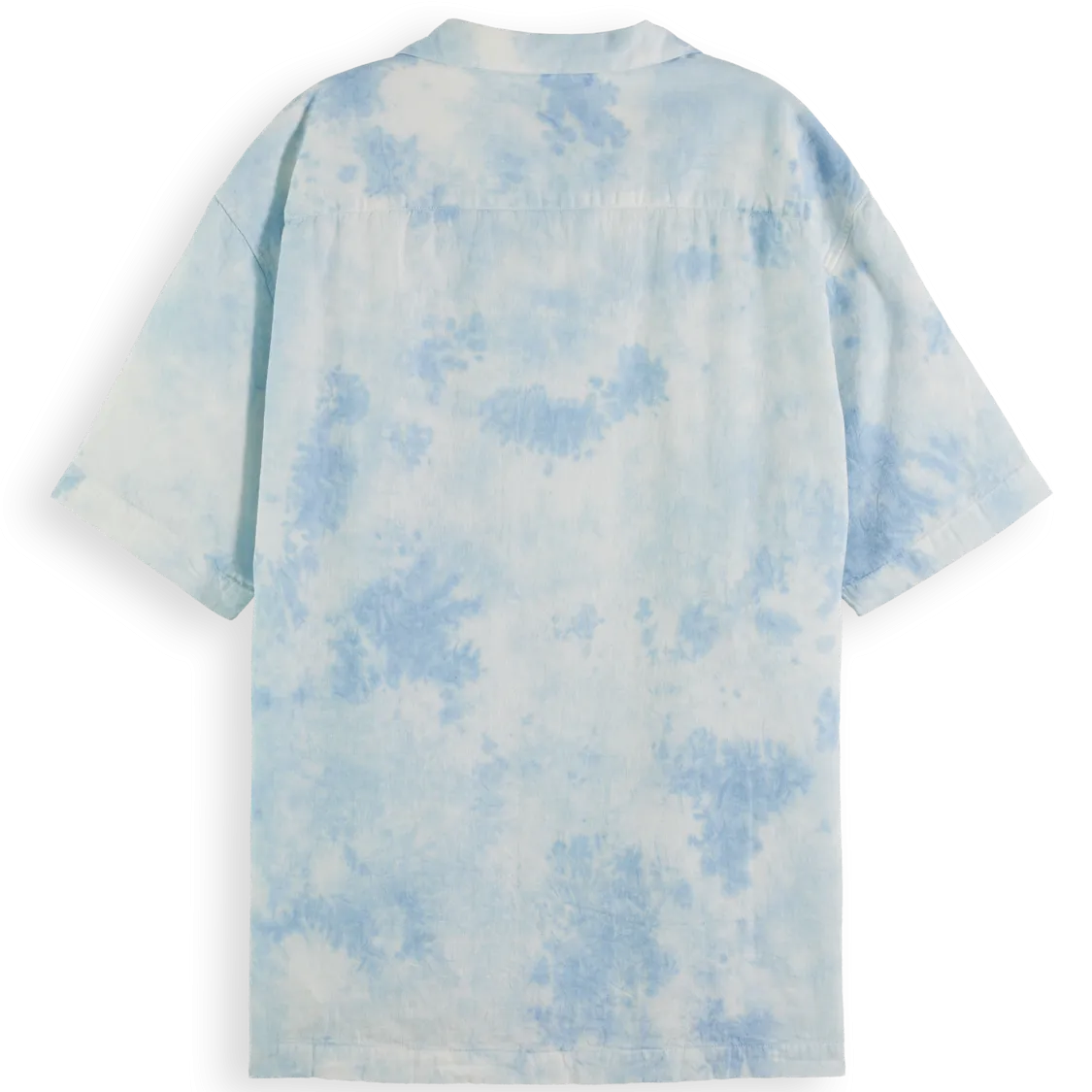 Detailed Tie-Dyed Linen Blend Shirt (Blue)