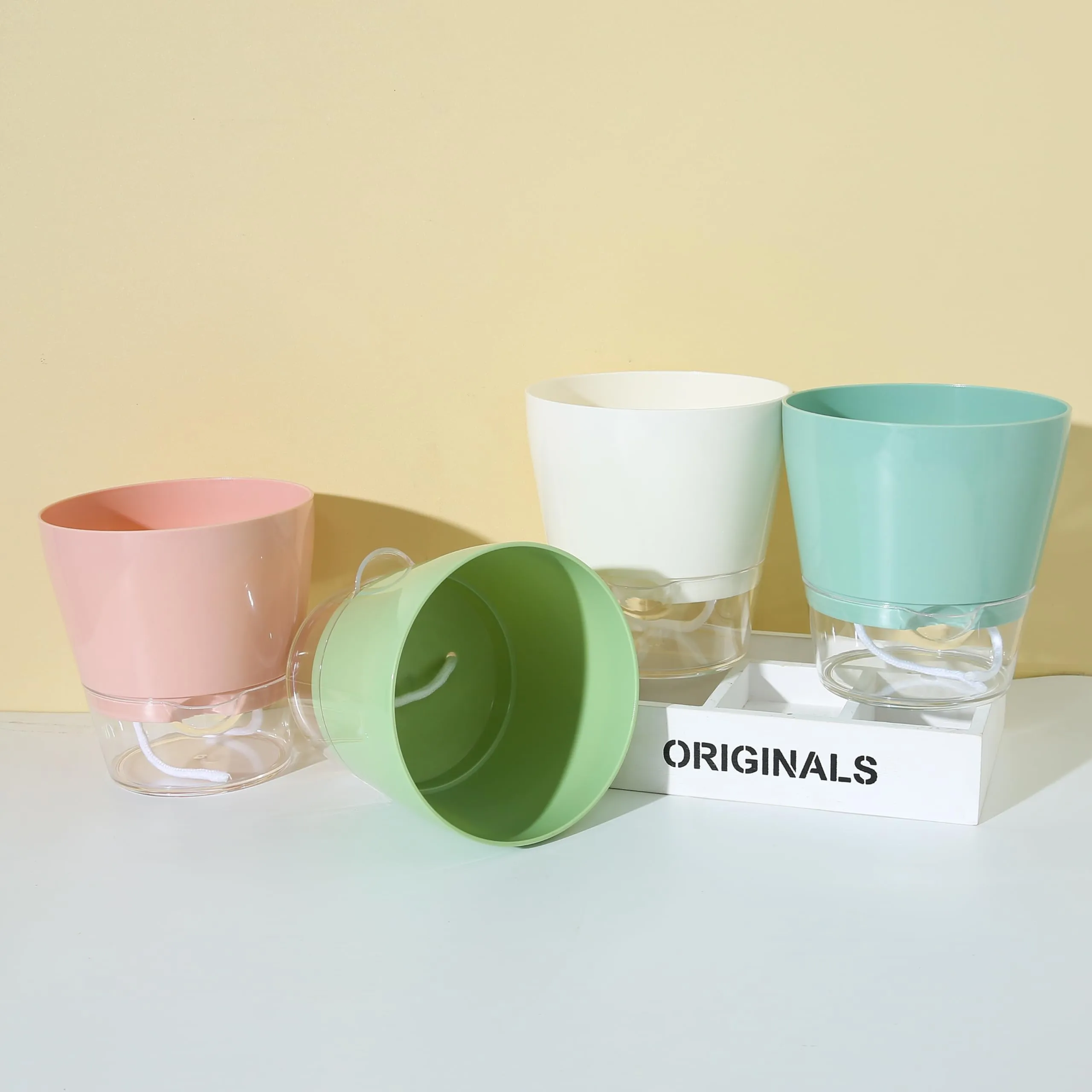 Ekhasa Self Watering Plants Pots Combo (Set of 4) for Indoor, Garden, Balcony, Office Desk, Living Room, Bedroom, Table, Interior, Home Decor or Gift (Pots only, No Plants Included with Purchase)