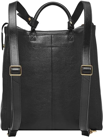 Fossil Parker Women's Leather Convertible Backpack, Women's Wallet Bag, Black