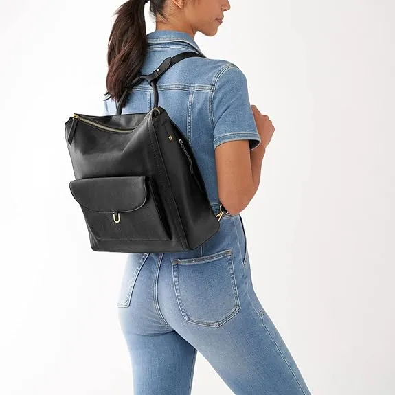 Fossil Parker Women's Leather Convertible Backpack, Women's Wallet Bag, Black