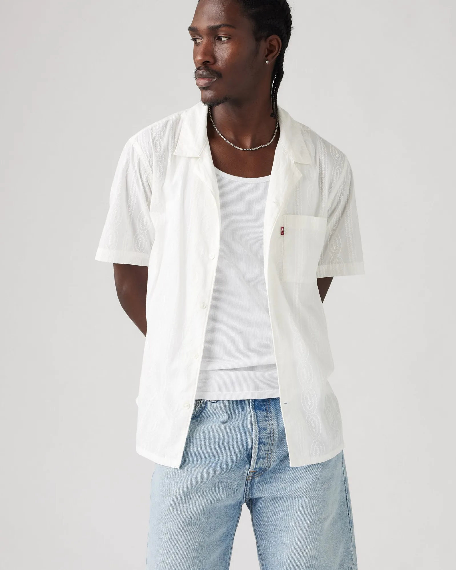 Levi's® Sunset Camp Shirt - Ember Detail Stripe / Bright White