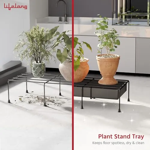 Lifelong Set of 4 Plant Stand for Balcony & Living Room with Detachable Tray & 65Kg Capacity - Rustfree Pot Stand for Outdoor Plants, Indoor Planters - Gamla, Flowerpot, Plant Stands for Balcony Decor