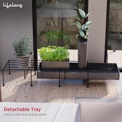 Lifelong Set of 4 Plant Stand for Balcony & Living Room with Detachable Tray & 65Kg Capacity - Rustfree Pot Stand for Outdoor Plants, Indoor Planters - Gamla, Flowerpot, Plant Stands for Balcony Decor