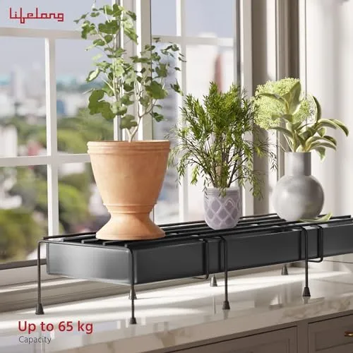 Lifelong Set of 4 Plant Stand for Balcony & Living Room with Detachable Tray & 65Kg Capacity - Rustfree Pot Stand for Outdoor Plants, Indoor Planters - Gamla, Flowerpot, Plant Stands for Balcony Decor