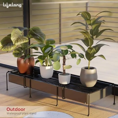 Lifelong Set of 4 Plant Stand for Balcony & Living Room with Detachable Tray & 65Kg Capacity - Rustfree Pot Stand for Outdoor Plants, Indoor Planters - Gamla, Flowerpot, Plant Stands for Balcony Decor