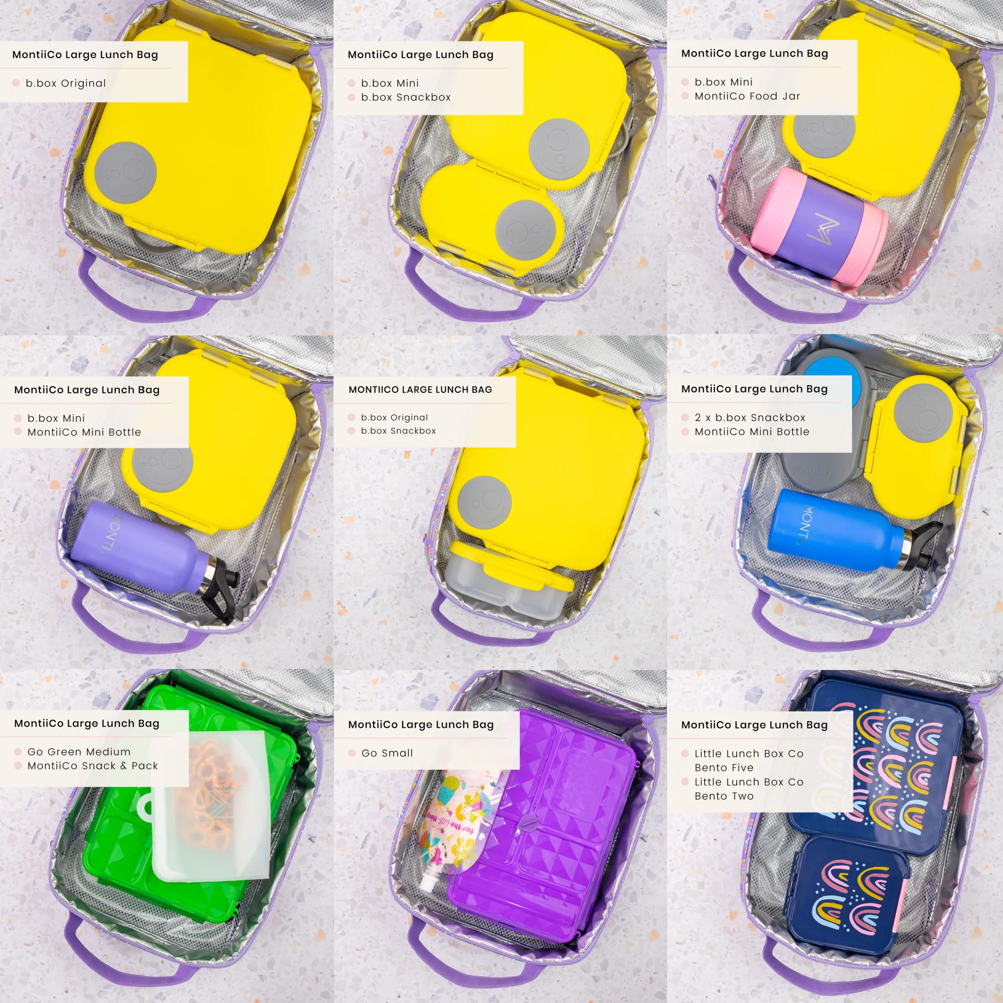 MontiiCo Large Insulated Lunch Bag - Unicorn Magic PURPLE