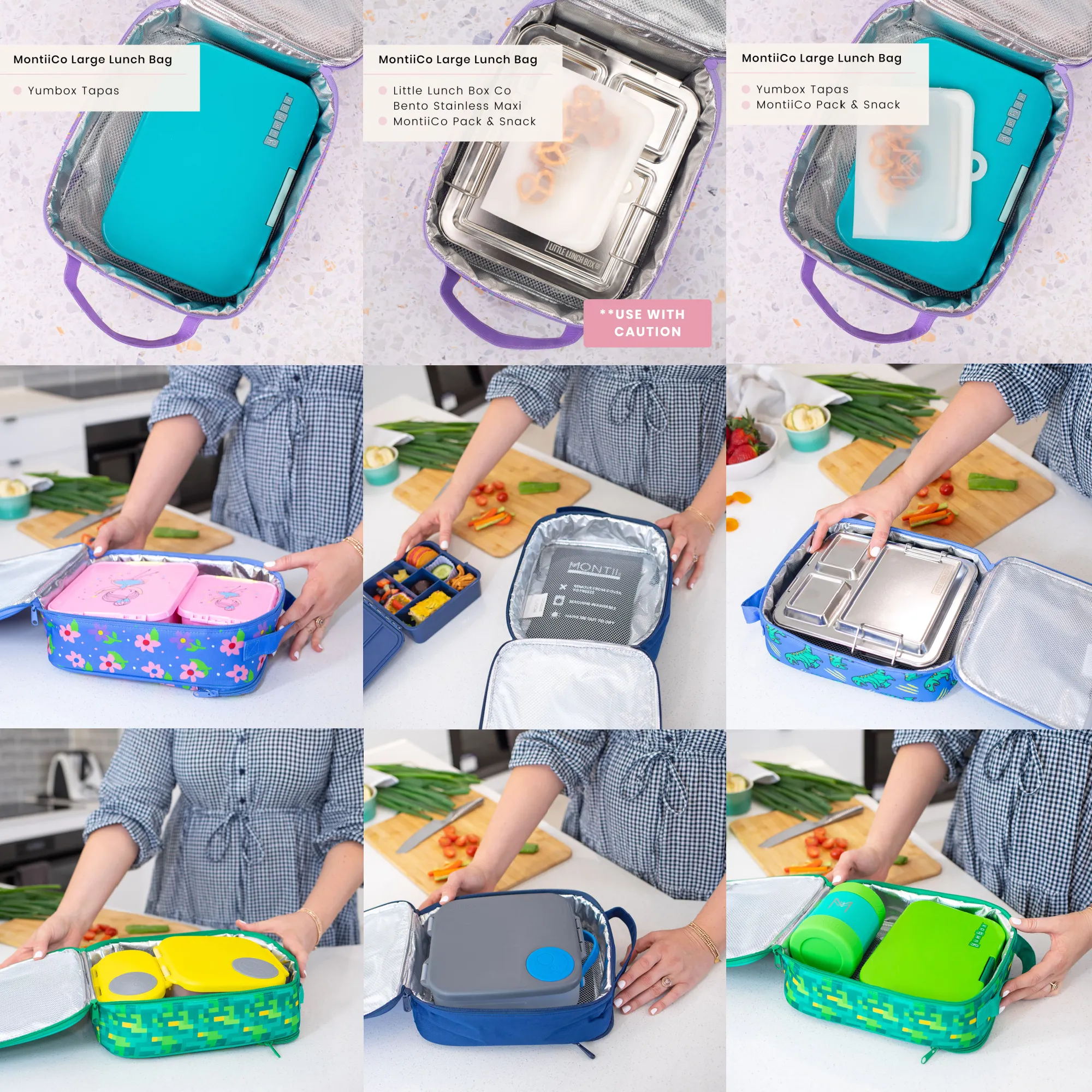 MontiiCo Large Insulated Lunch Bag - Unicorn Magic PURPLE