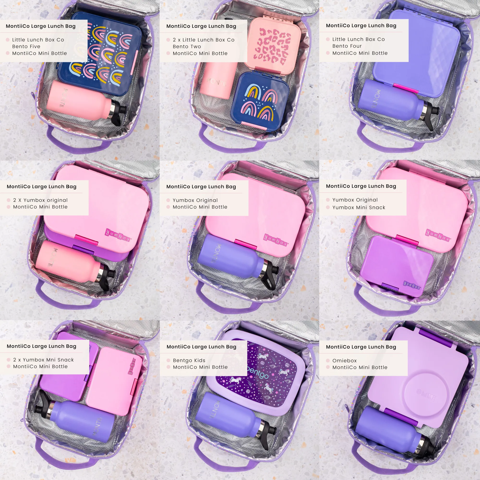 MontiiCo Large Insulated Lunch Bag - Unicorn Magic PURPLE