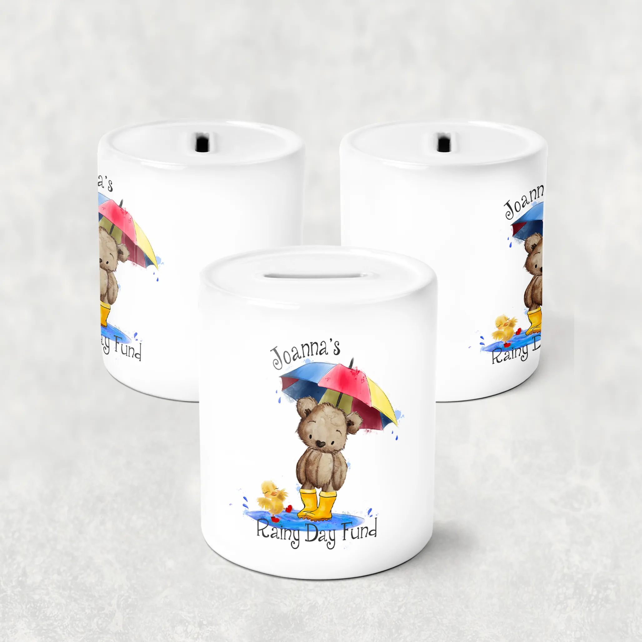 Teddy Rainy Day Fund Personalised Money Saving Pot