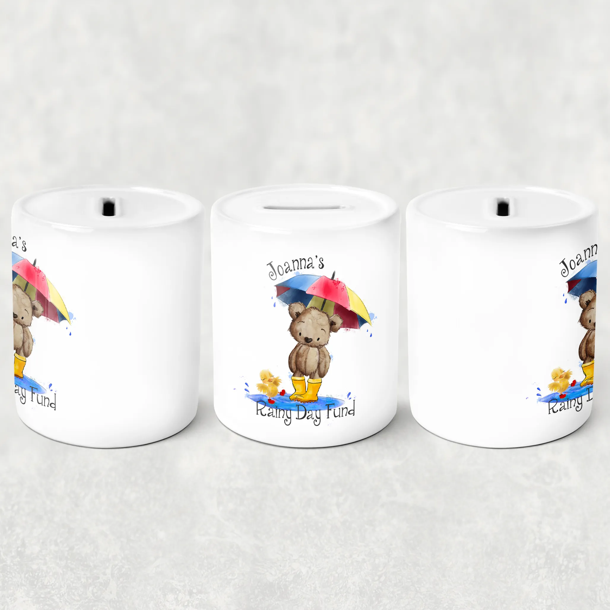 Teddy Rainy Day Fund Personalised Money Saving Pot