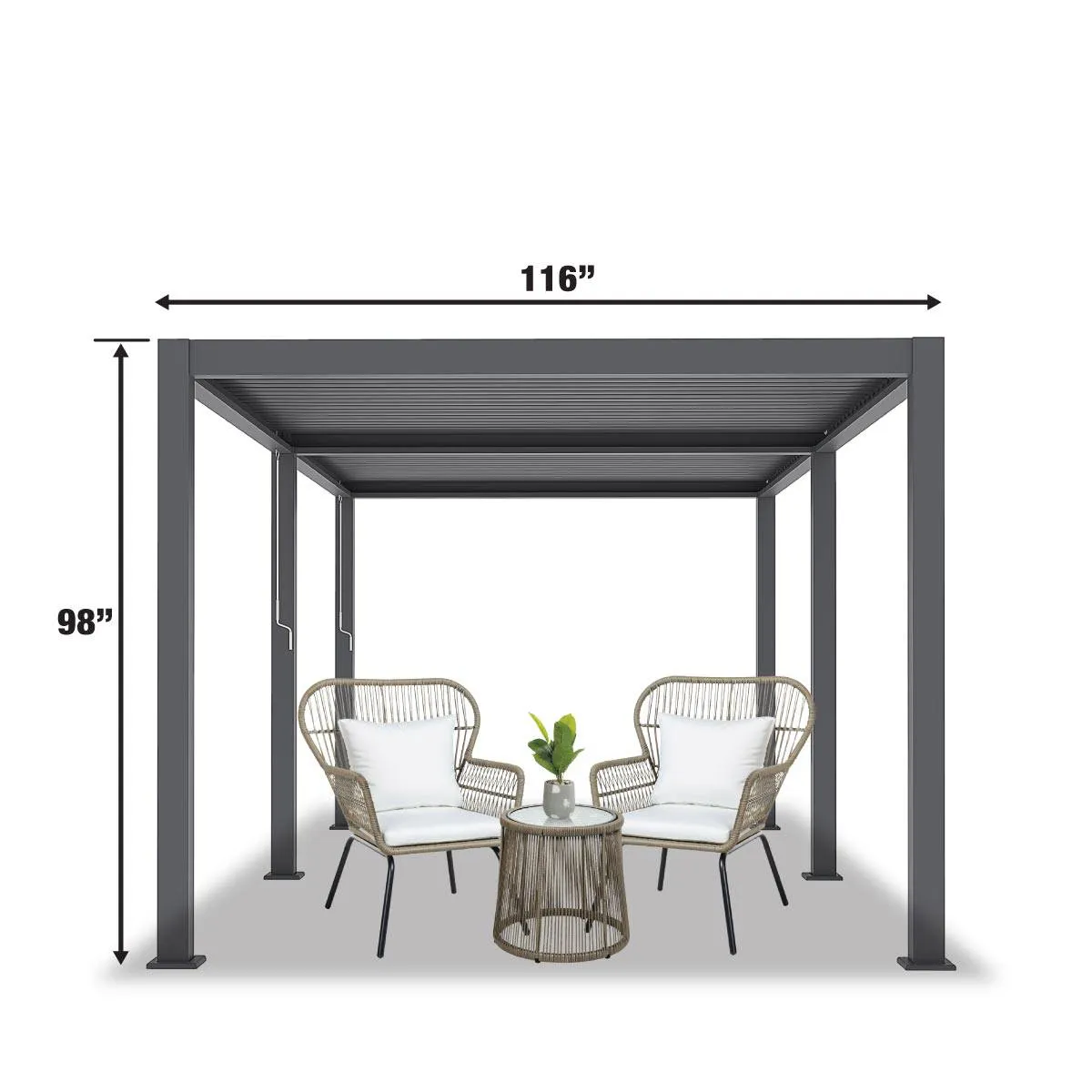 TMG LIVING 10' x 20' Aluminum Louver Slatted Pergola, With Manual Adjustable Louver Blades, TMG-LPG20