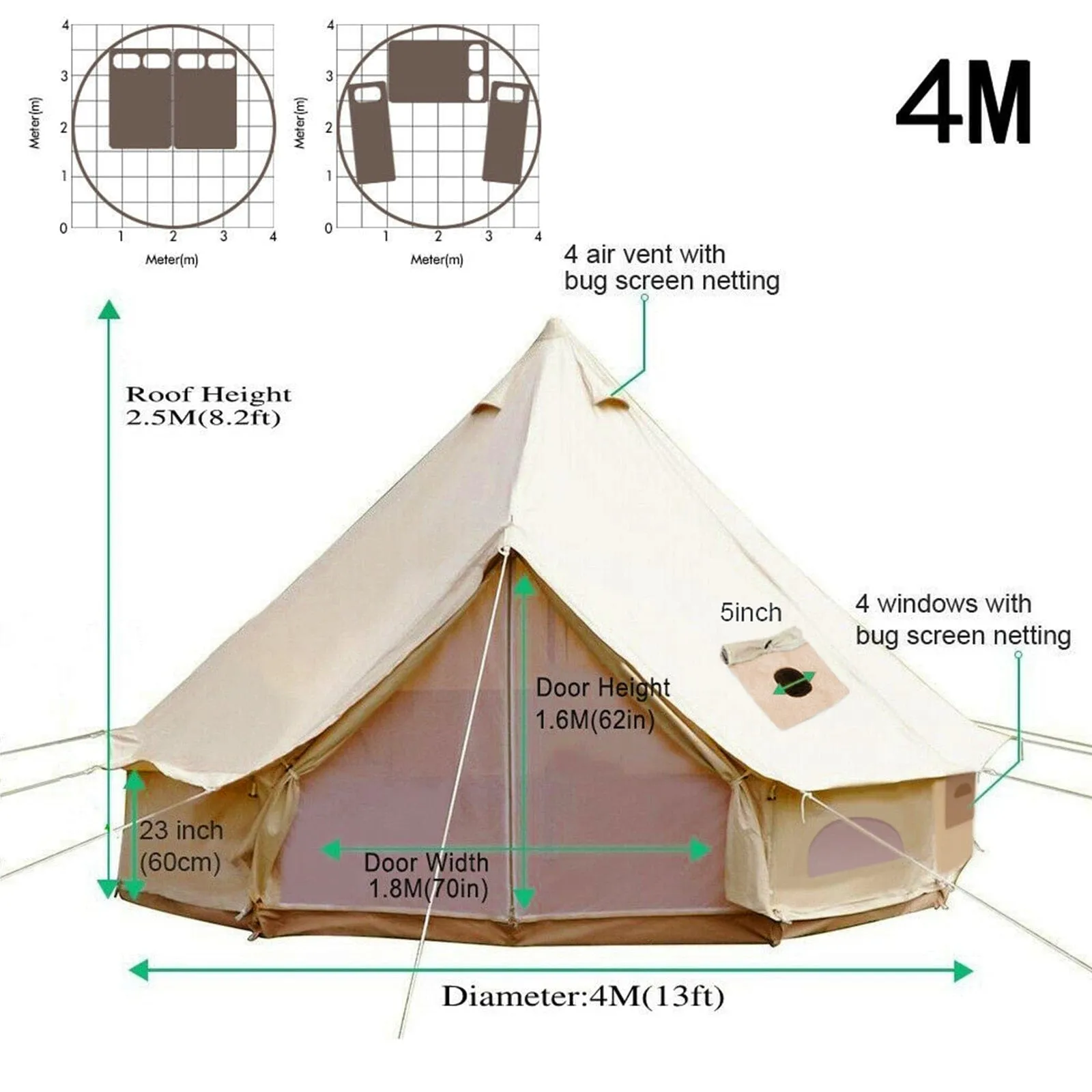 VEVOR Ultimate 4-Season Canvas Bell Pop Up Tent