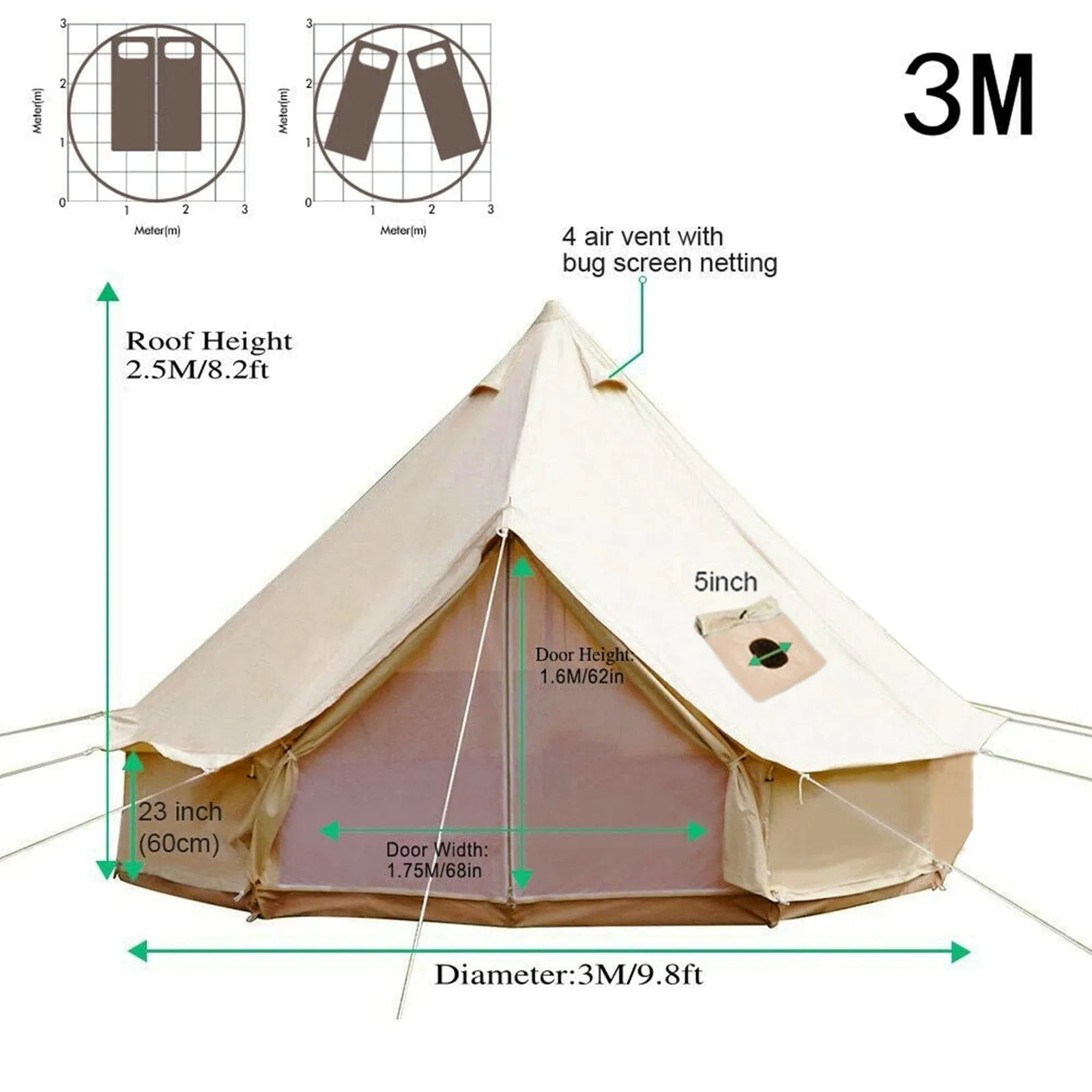 VEVOR Ultimate 4-Season Canvas Bell Pop Up Tent