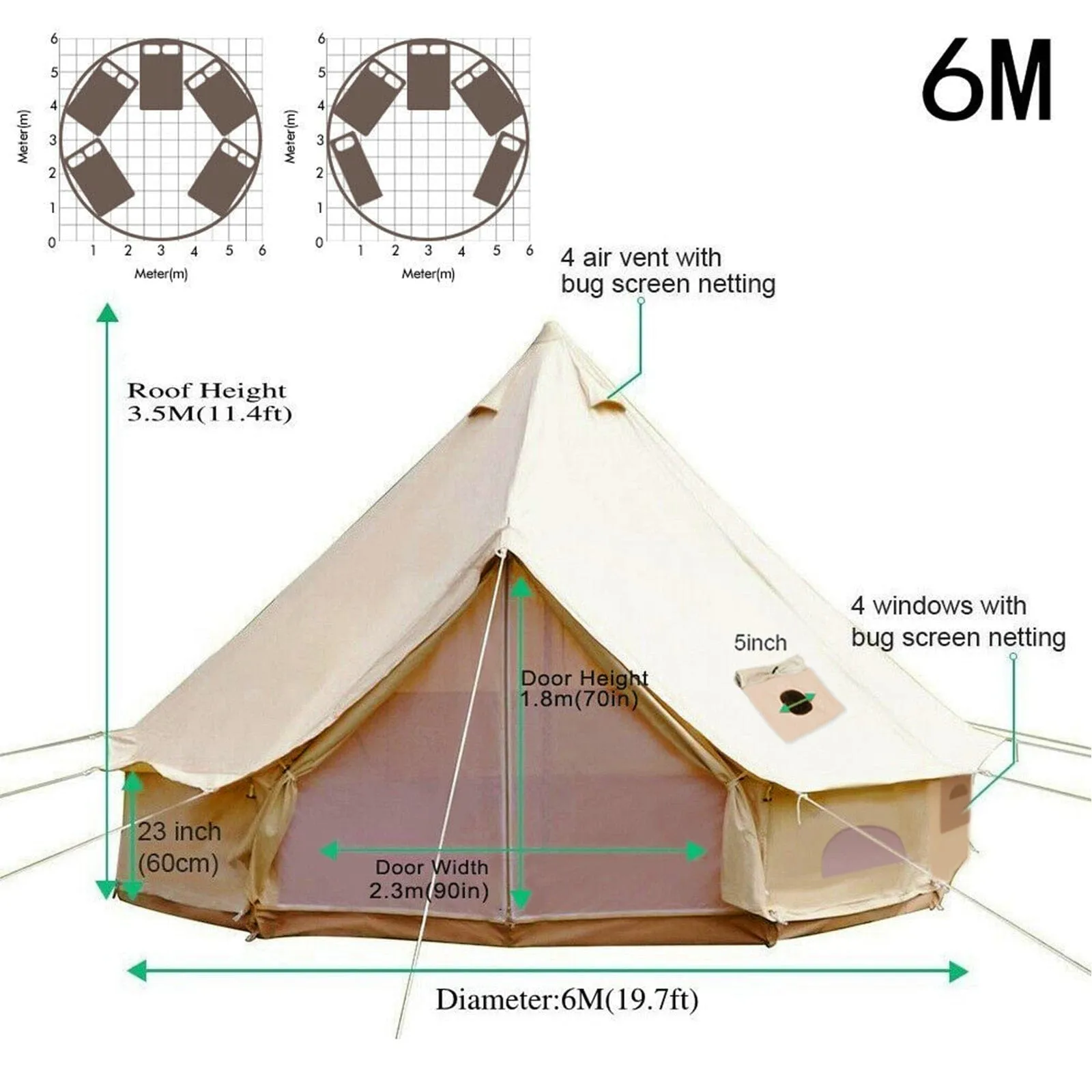 VEVOR Ultimate 4-Season Canvas Bell Pop Up Tent