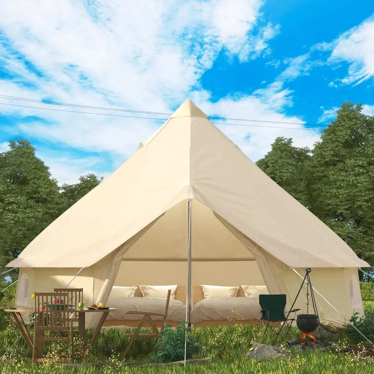 VEVOR Ultimate 4-Season Canvas Bell Pop Up Tent