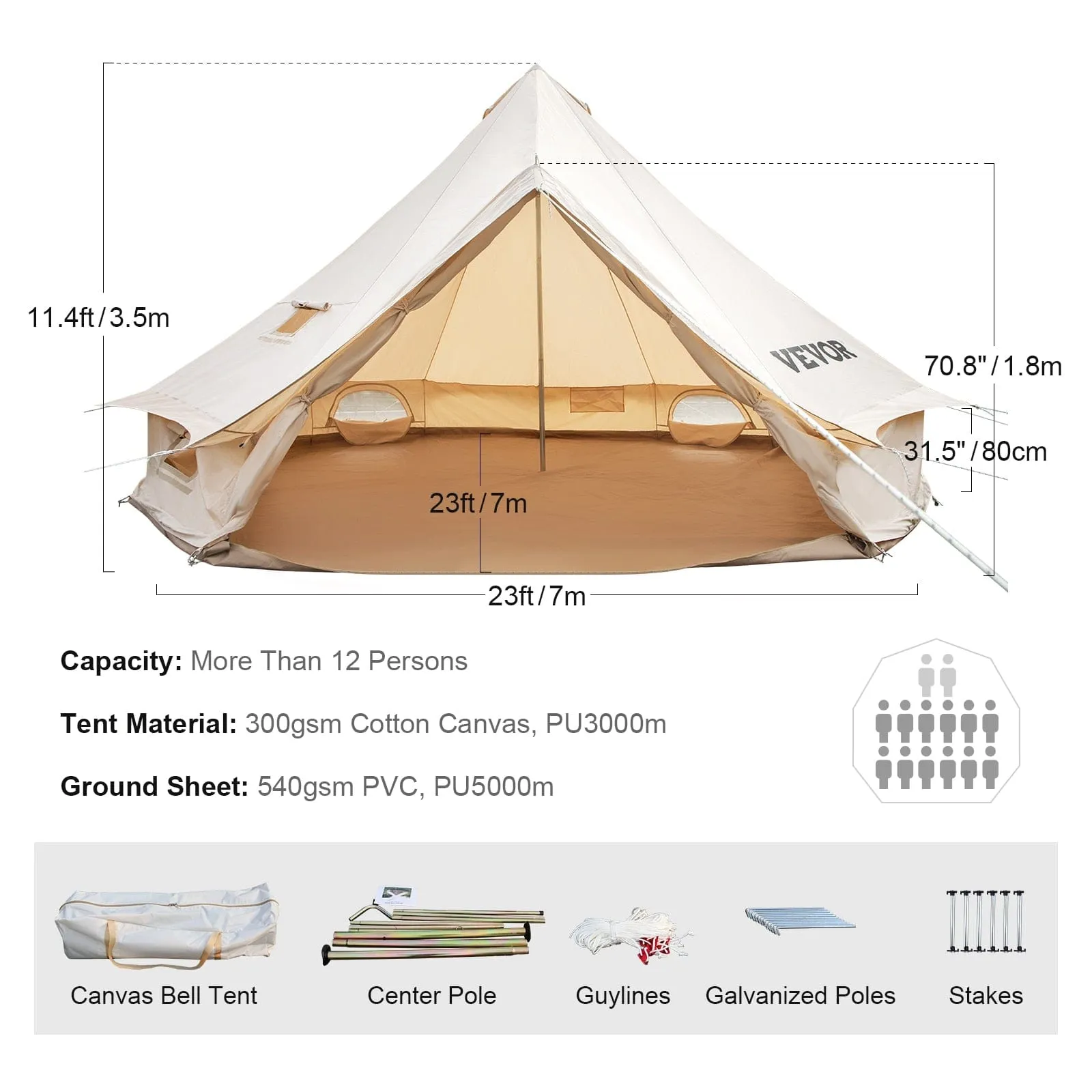 VEVOR Ultimate 4-Season Canvas Bell Pop Up Tent