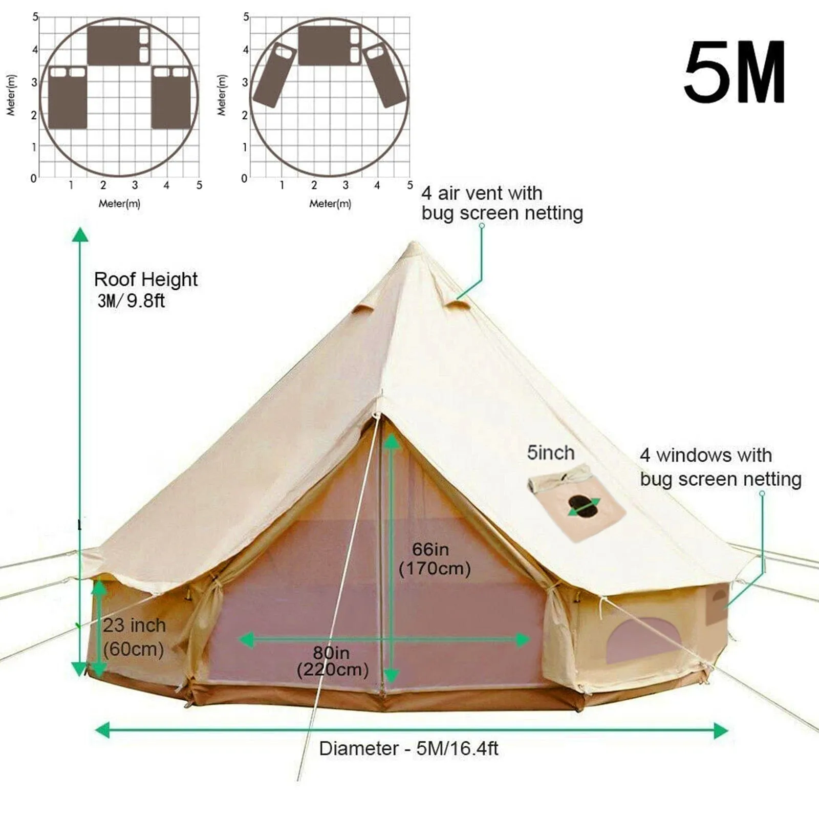 VEVOR Ultimate 4-Season Canvas Bell Pop Up Tent