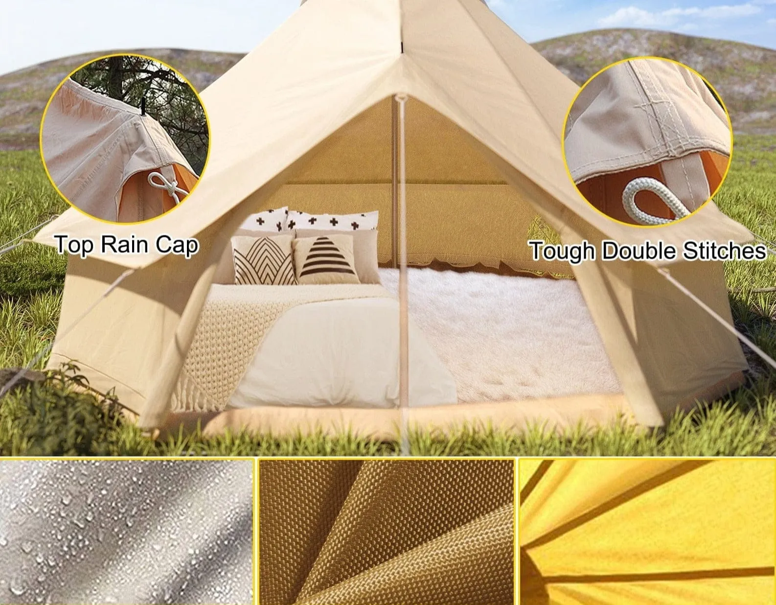 VEVOR Ultimate 4-Season Canvas Bell Pop Up Tent