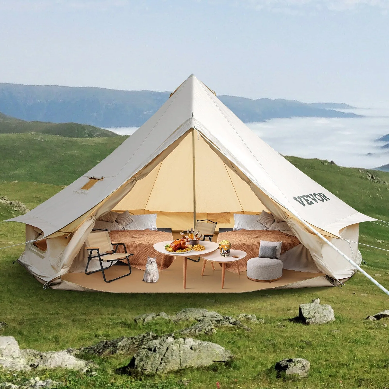 VEVOR Ultimate 4-Season Canvas Bell Pop Up Tent