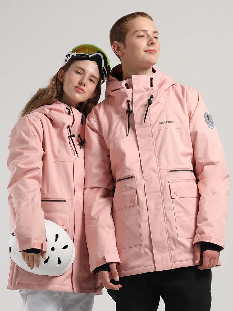 Women's Winter New Unisex Pink Ski Suit Single And Double Board Waterproof Wear-Resistant Warm Ski Suit