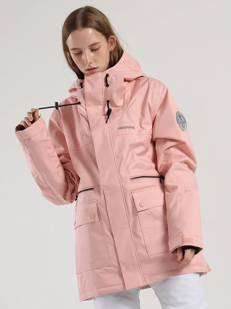 Women's Winter New Unisex Pink Ski Suit Single And Double Board Waterproof Wear-Resistant Warm Ski Suit