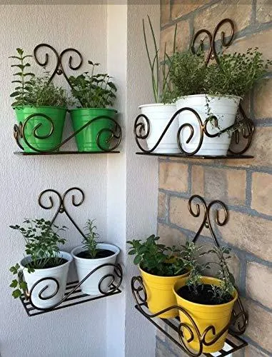 Wooden Twist Planter Stand Flower Pot Stand for Balcony, Living Room, Outdoor, Indoor Grill Rack Set of 4 Rustic Wooden Plant Stands for Garden, Patio, and Home Decor